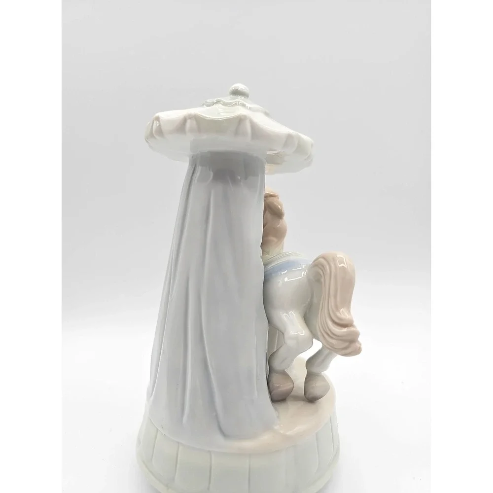 Vintage Pastel Porcelain Carousel Horse Music Box